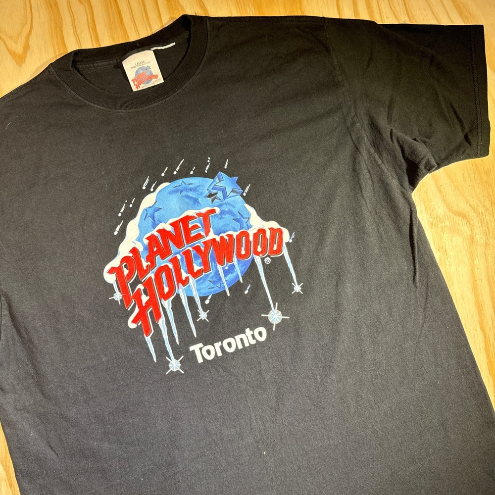 Planet Hollywood Men's Toronto Black Graphic Souvenir Tee Shirt Size L - Picture 1 of 5